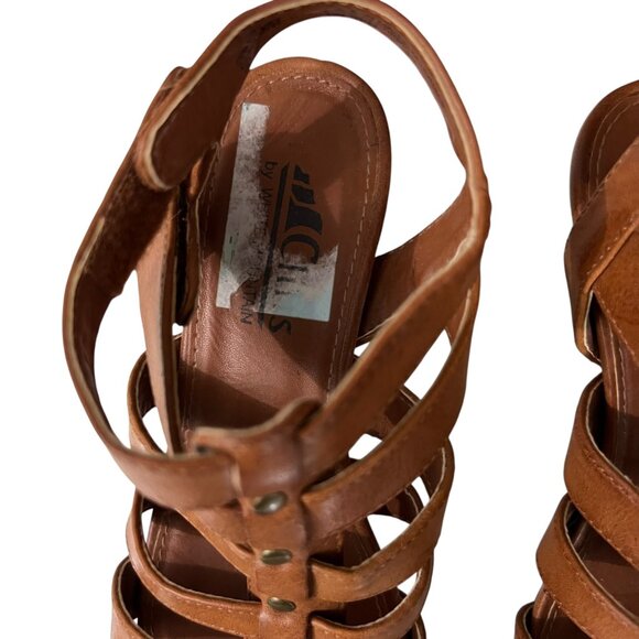 White Mountain Chestnut Brown Gladiator Wedge Sandals With Studs Size 6 - Picture 4 of 6